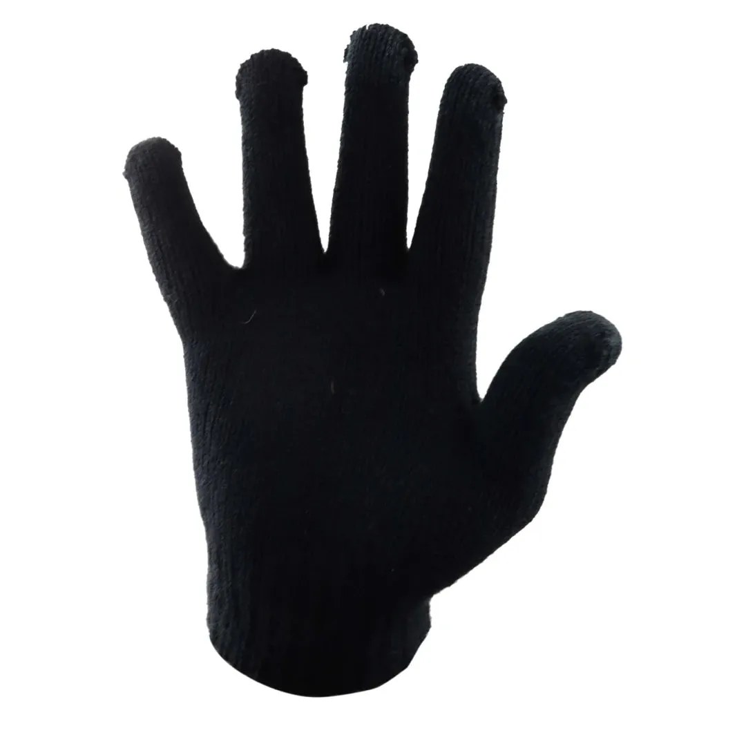 Men's Stretch Basic Warm Gloves Black One Size Stretch Woven Knitted