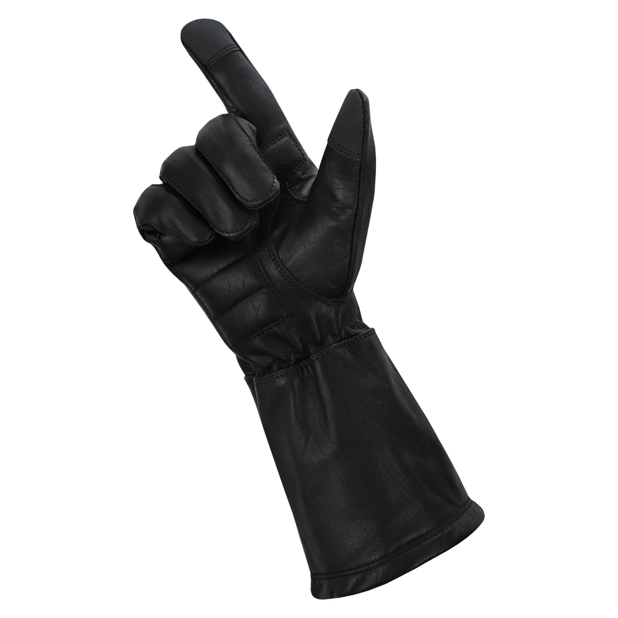 Men's Unlined Technaline Leather, Classic Gauntlet Gloves, Water Resistant