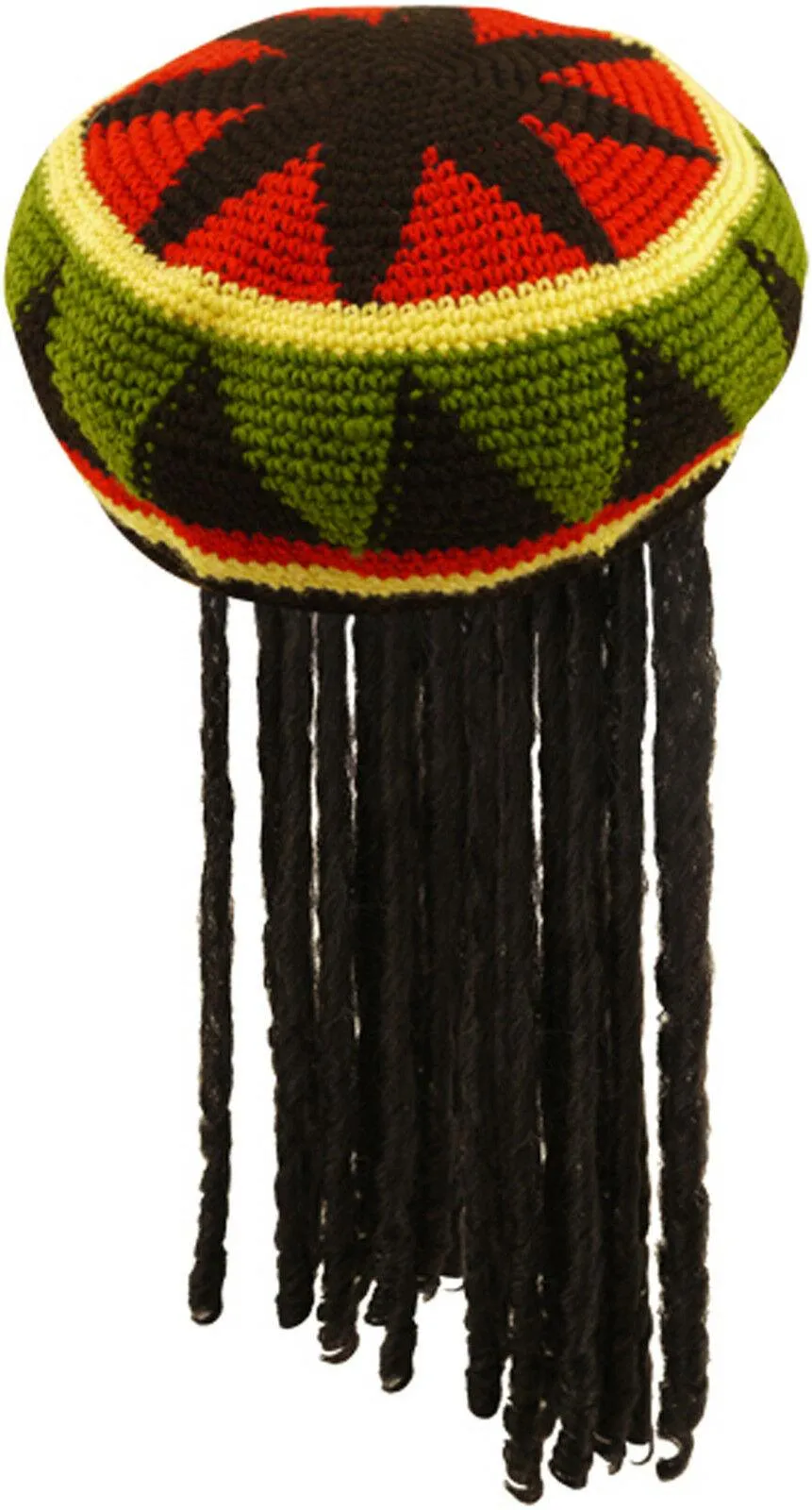 New Adults Jamaican Hat Wig with Dreadlocks Bob Marley Fancy Dress Hat