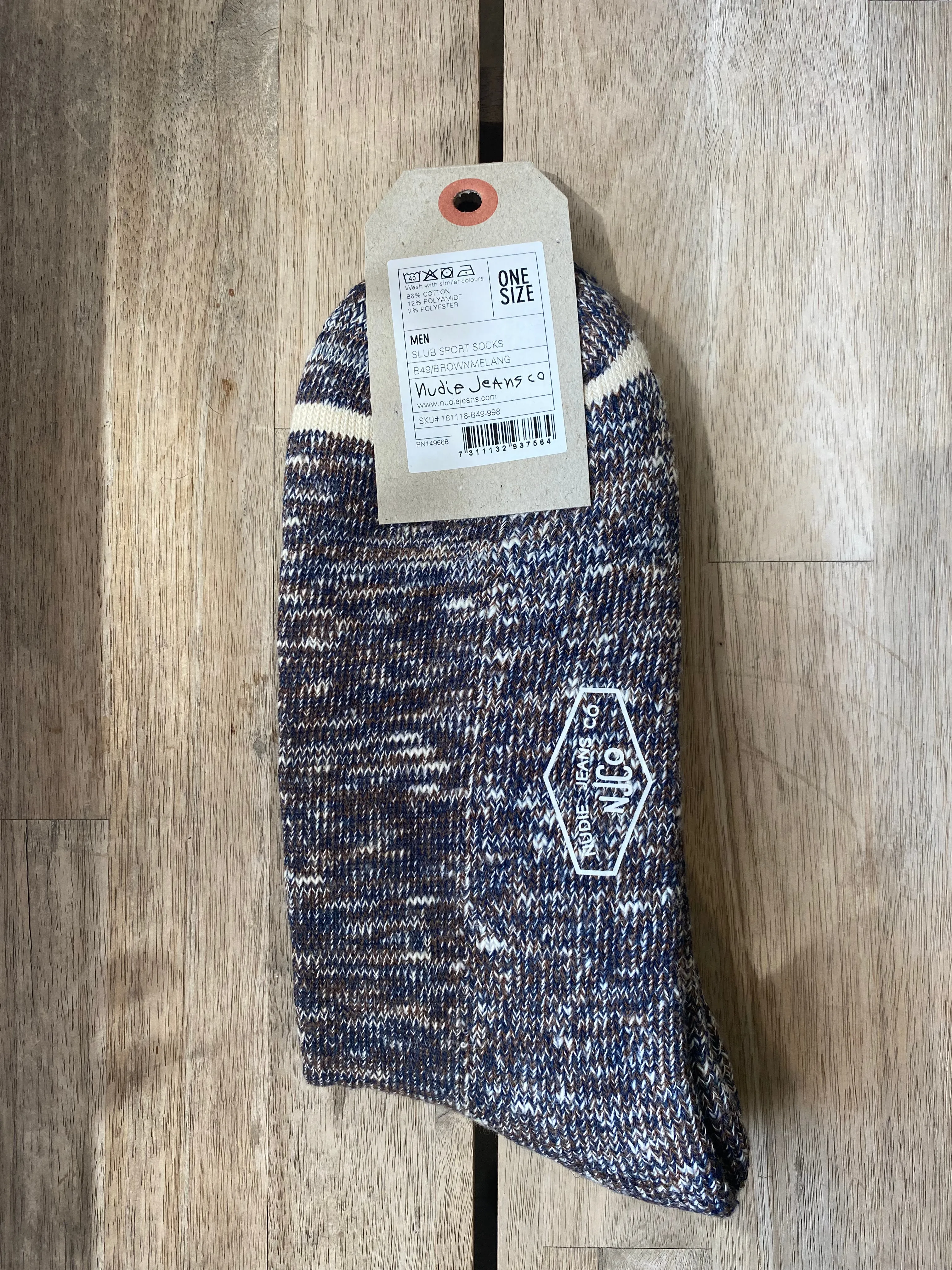 Nudie - Slub Sport Socks - Brownmelang