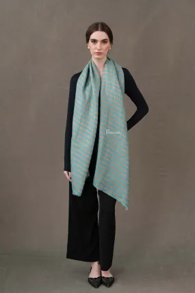 Pashtush Womens Stole, Extra Fine Wool-Silk, Twilight Collection, Gold Coast Blue