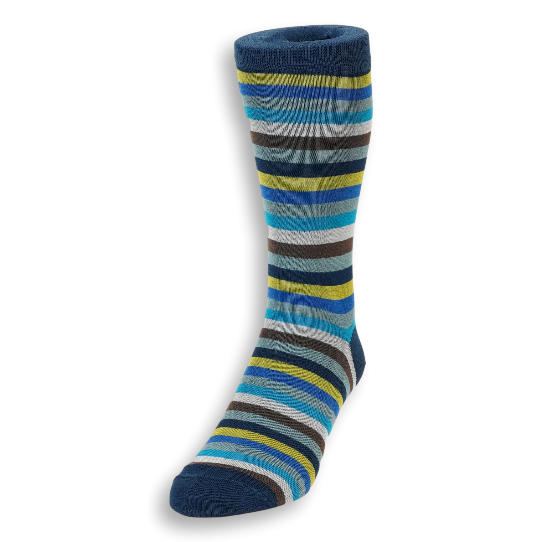 Pima Cotton Striped Mid-calf Dress Socks