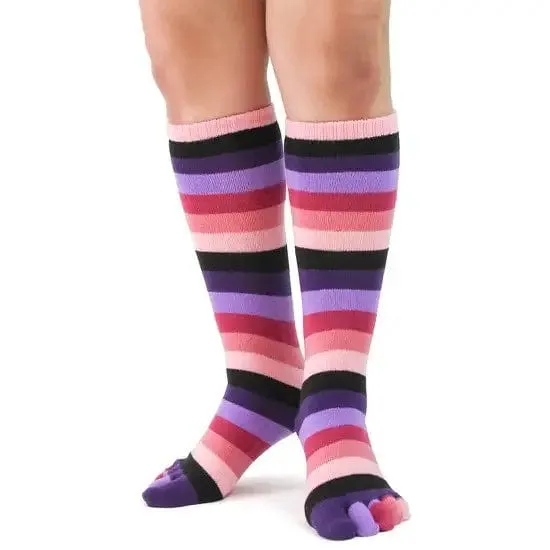 Pink Rainbow Stripe Women's Toe Socks