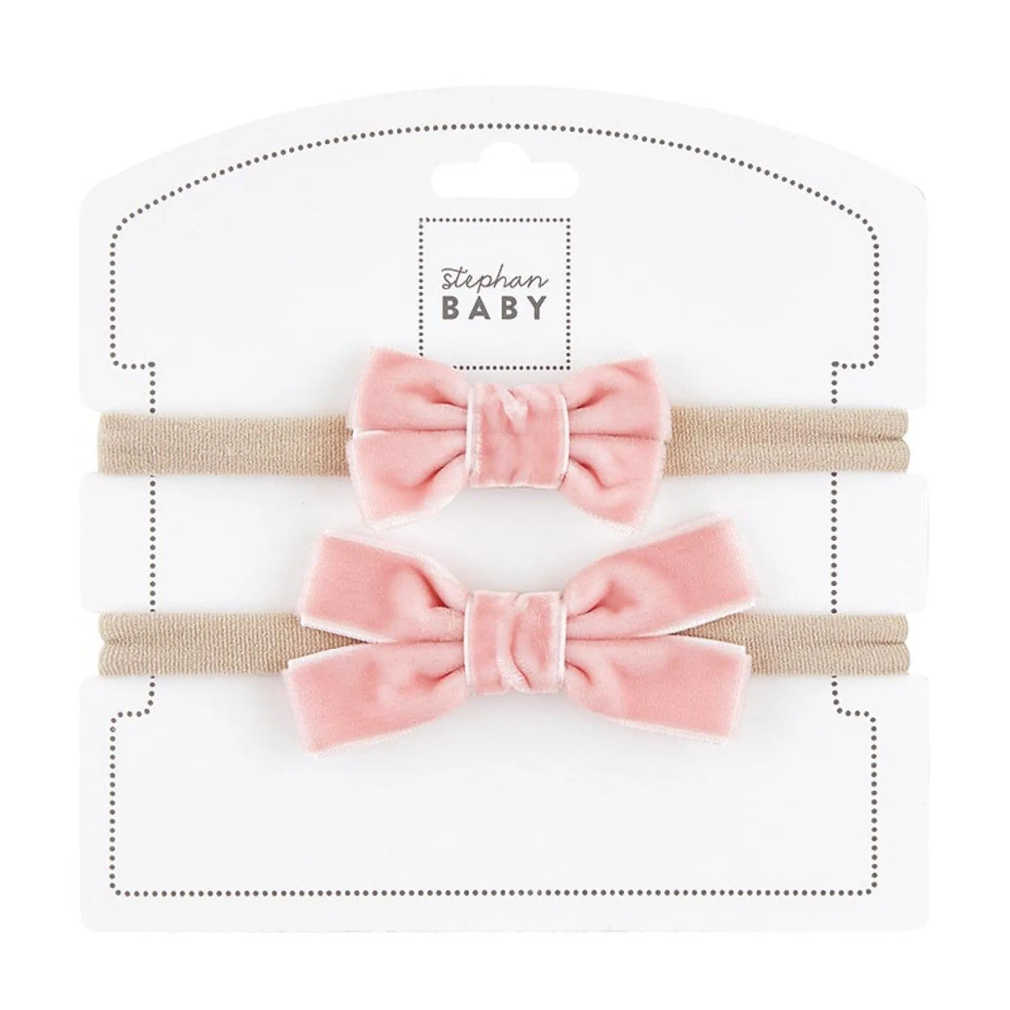 Pink Velvet Headband Bow Set