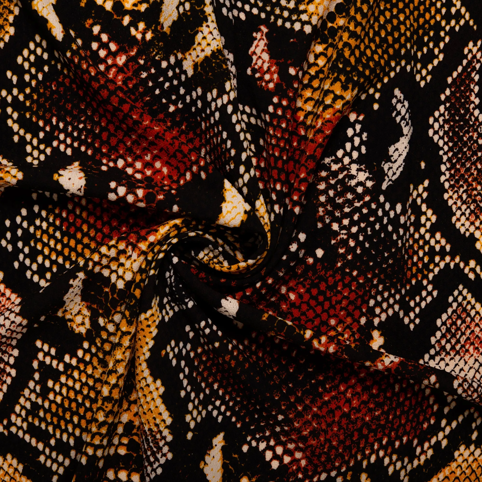 Printed Polyester Crepe - FOLKLORE - Snakes - Goldenrod