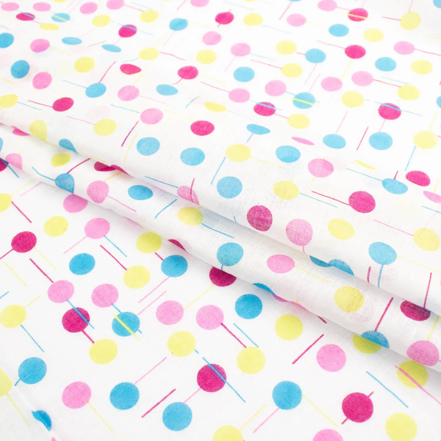 Printed Voile Blue & Pink Dots