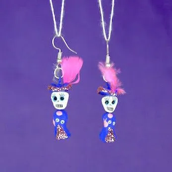 "Catrina" Mexican Clay Skeleton Earrings