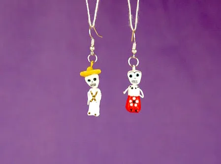 "Catrina" Mexican Clay Skeleton Earrings