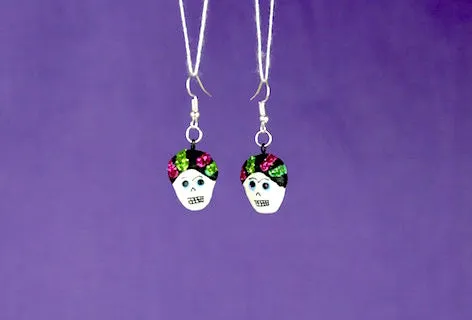 "Catrina" Mexican Clay Skeleton Earrings