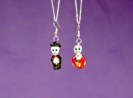 "Catrina" Mexican Clay Skeleton Earrings