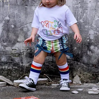 Rainbow Kids Knee High Socks Cotton Long Student School Socks Girls Boys Striped Socks White Thick Children Footwear