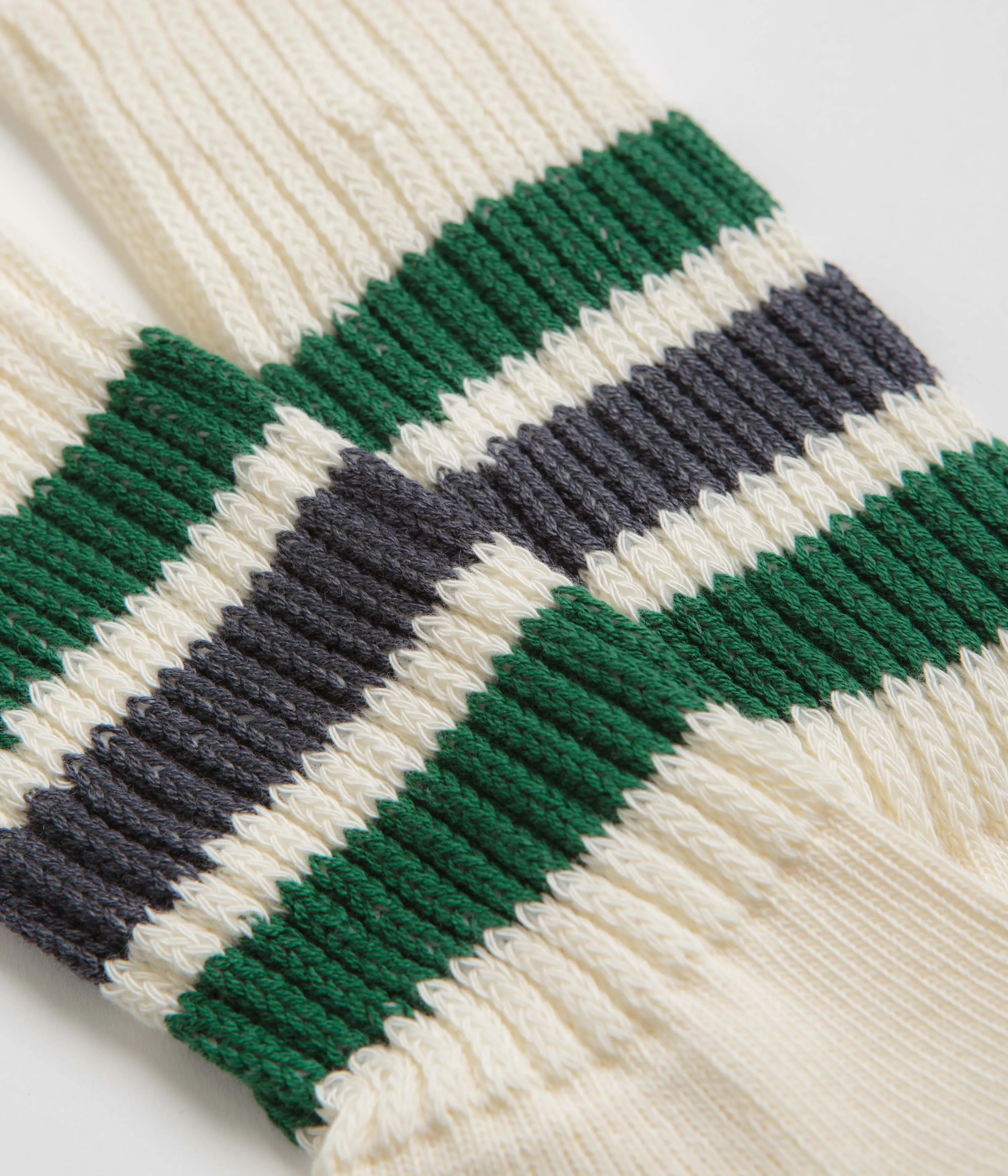 RoToTo Coarse Ribbed Socks - Green / Charcoal