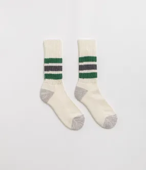 RoToTo Coarse Ribbed Socks - Green / Charcoal