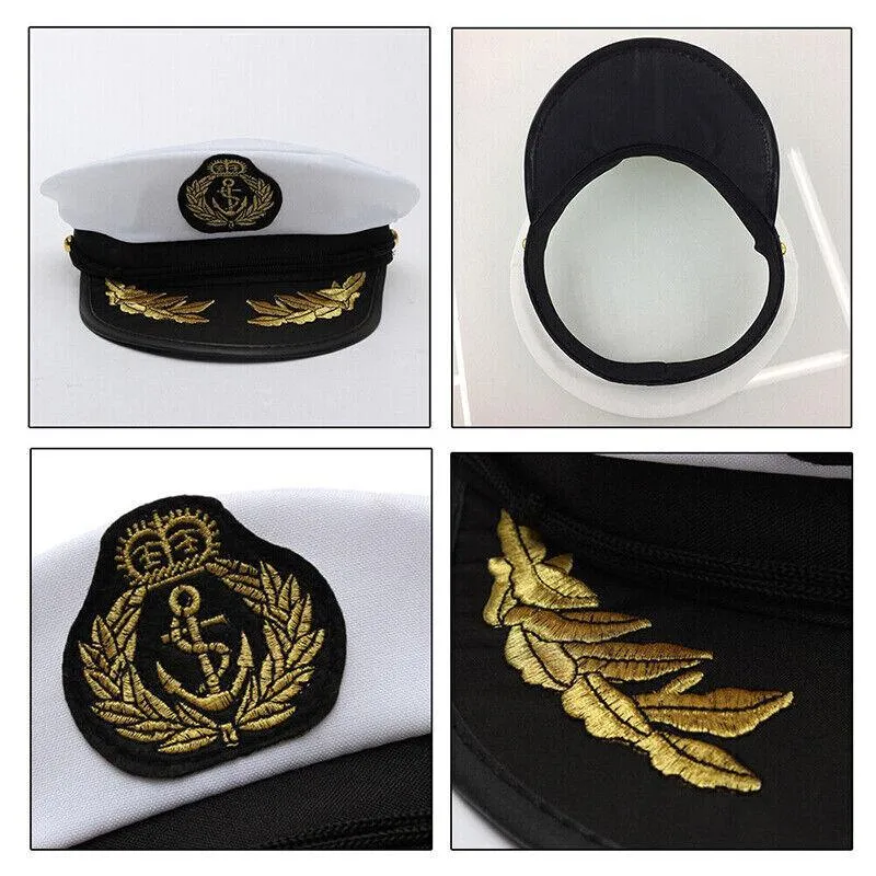 Sailor Cap Boat Captain Hat For Navy Skipper Costume Fancy Marine Dress