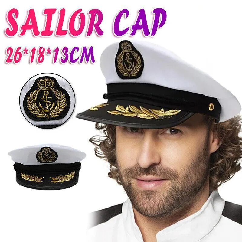 Sailor Cap Boat Captain Hat For Navy Skipper Costume Fancy Marine Dress