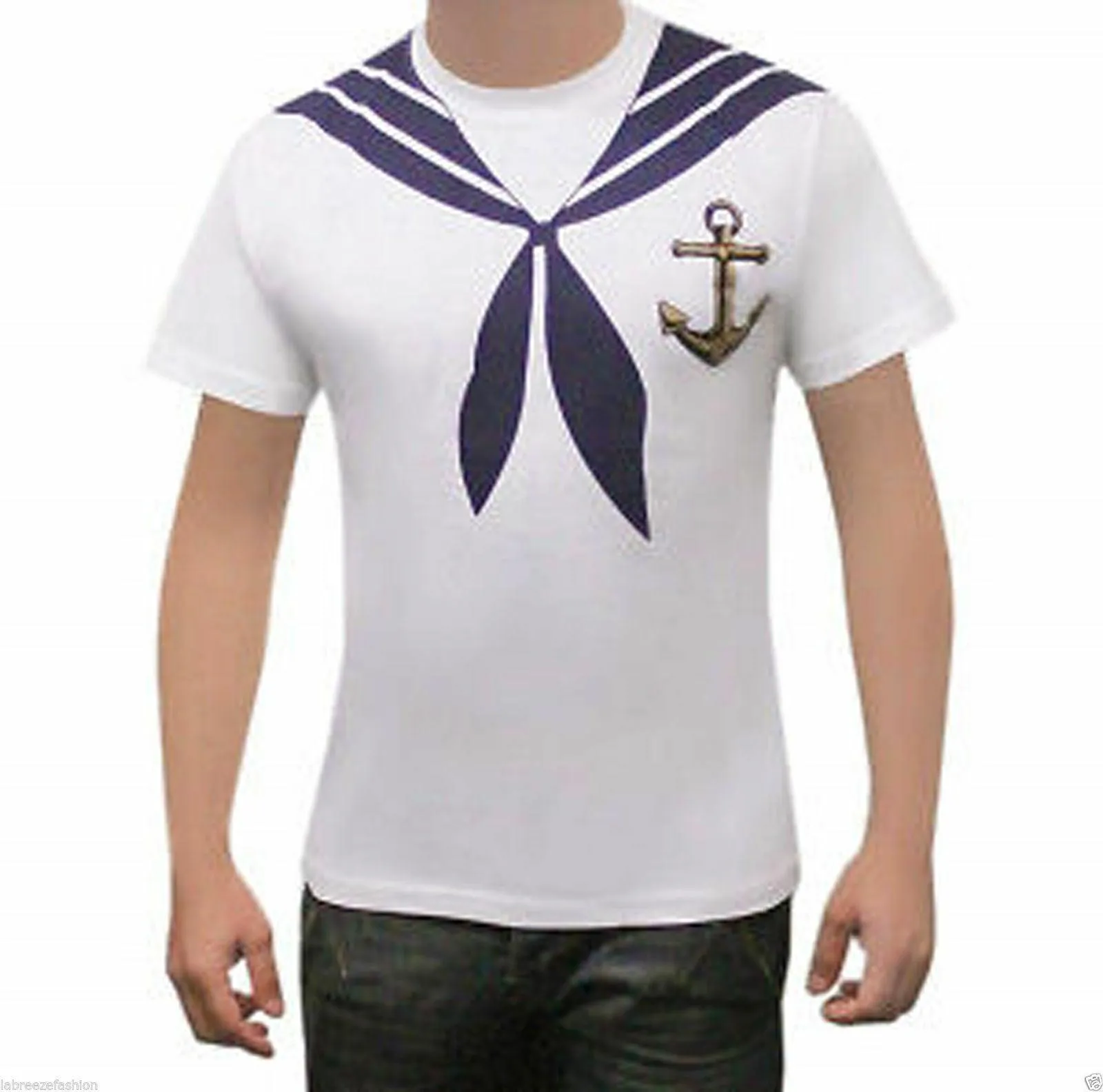 Sailor Hat with Blue Ribbon Captain Sailor T-Shirt Fancy Dress Set