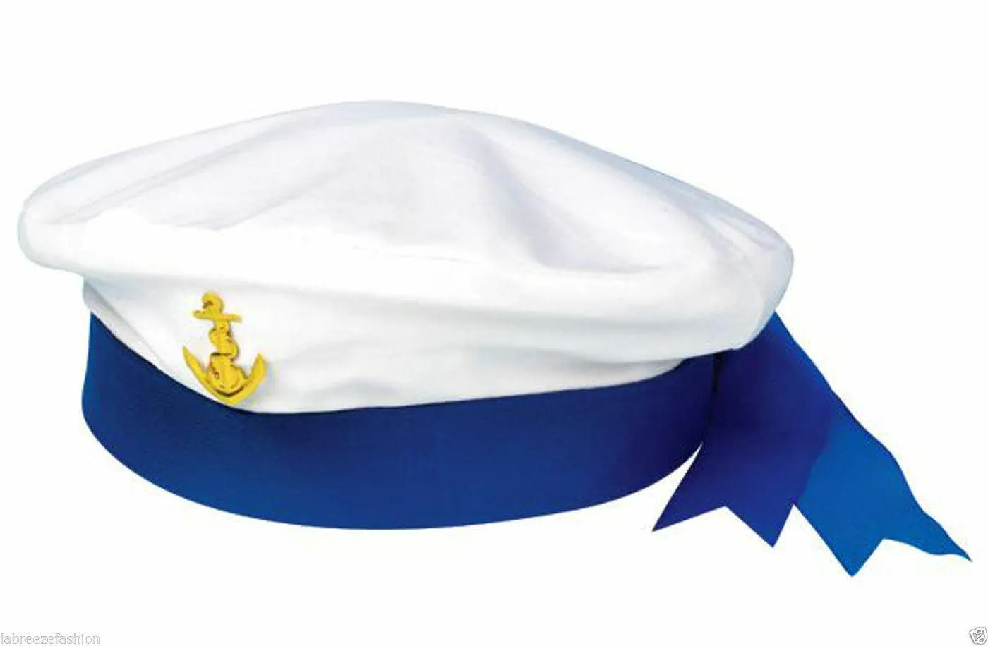 Sailor Hat with Blue Ribbon Captain Sailor T-Shirt Fancy Dress Set