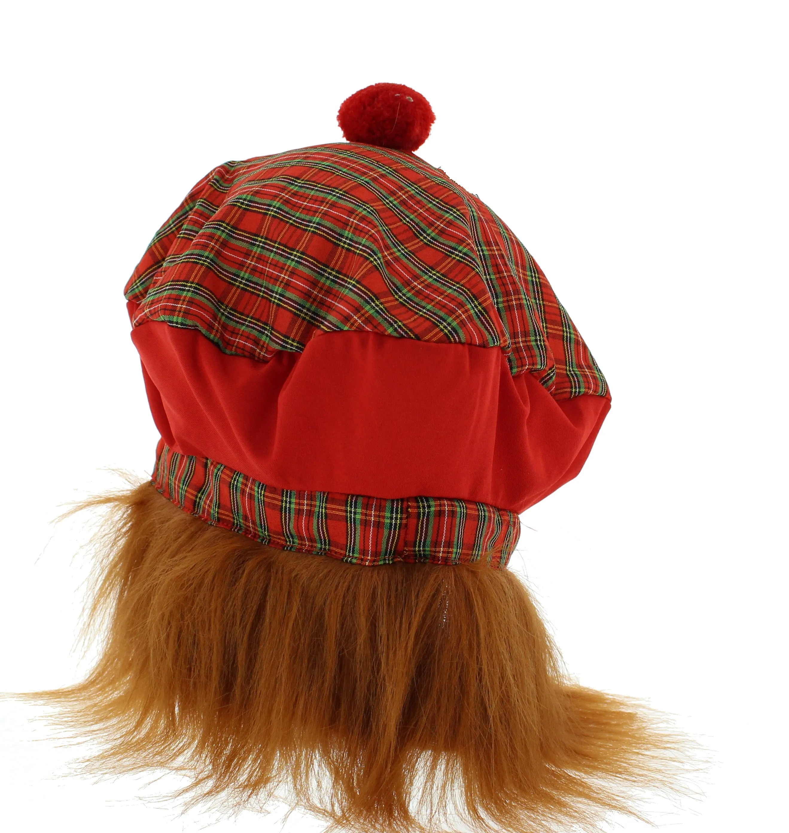 Scottish Tartan Bobble Hat with Ginger Hair