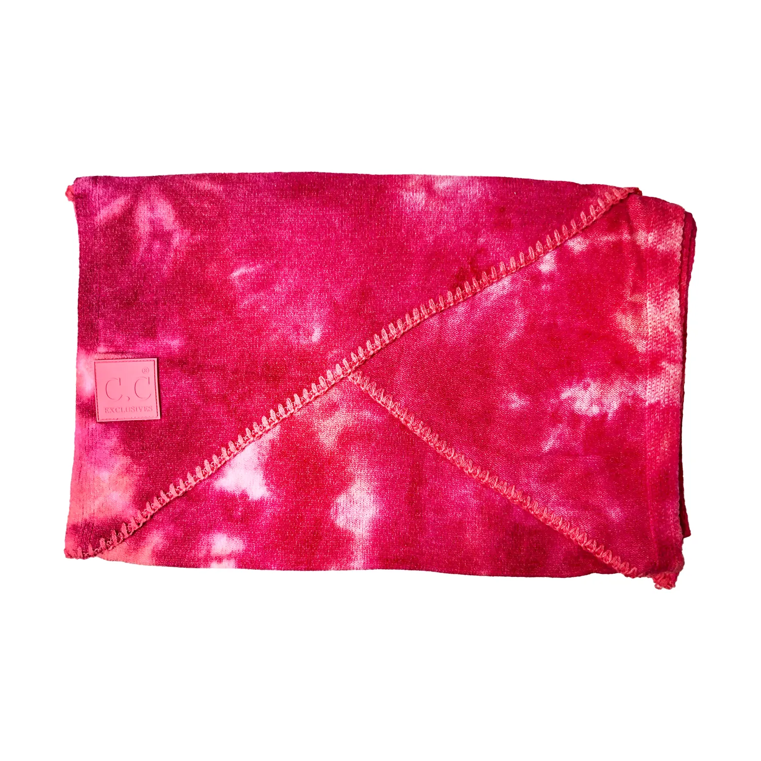 SF-7380 Tie Dye Scarf with C.C Rubber Patch - Fuschia/Pink