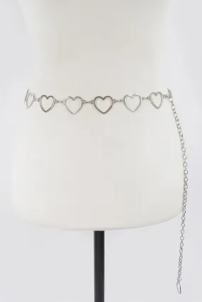 Silver Metal Heart Chain Belt