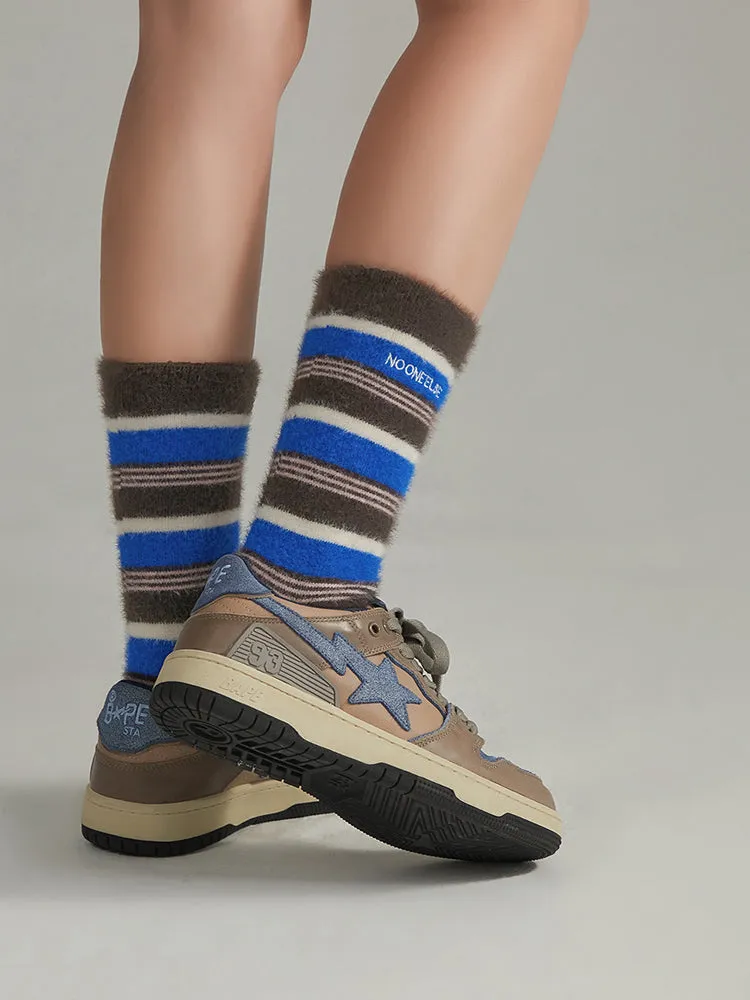 Striped Embroidery Socks