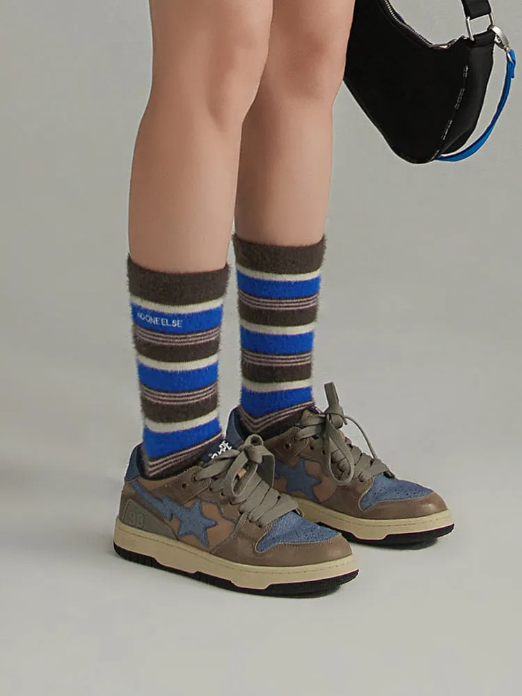 Striped Embroidery Socks