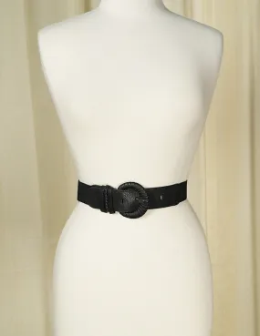 Thin Buckle Black Cinch Belt