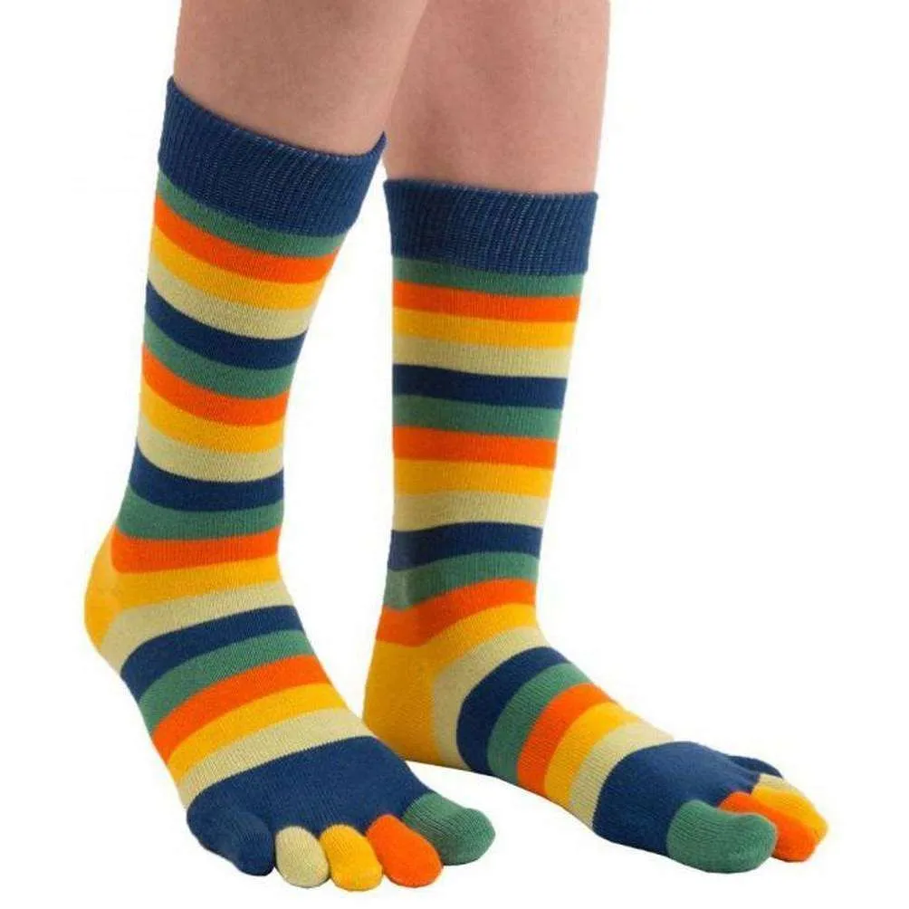 TOETOE Essential Striped Mid Calf Socks - Sunset Orange