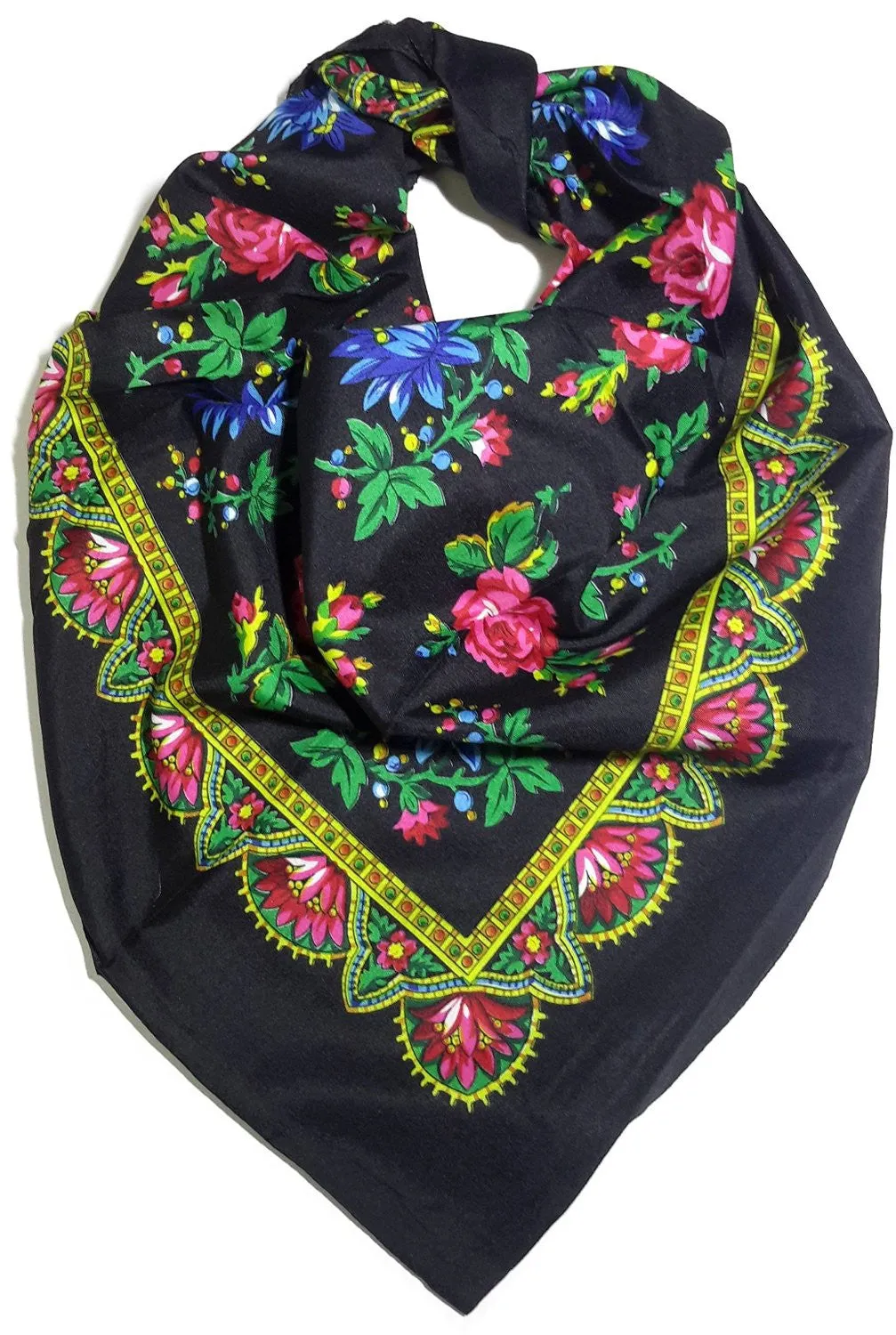 Traditional Polish Folk Head Scarf - Royal Collection - Black