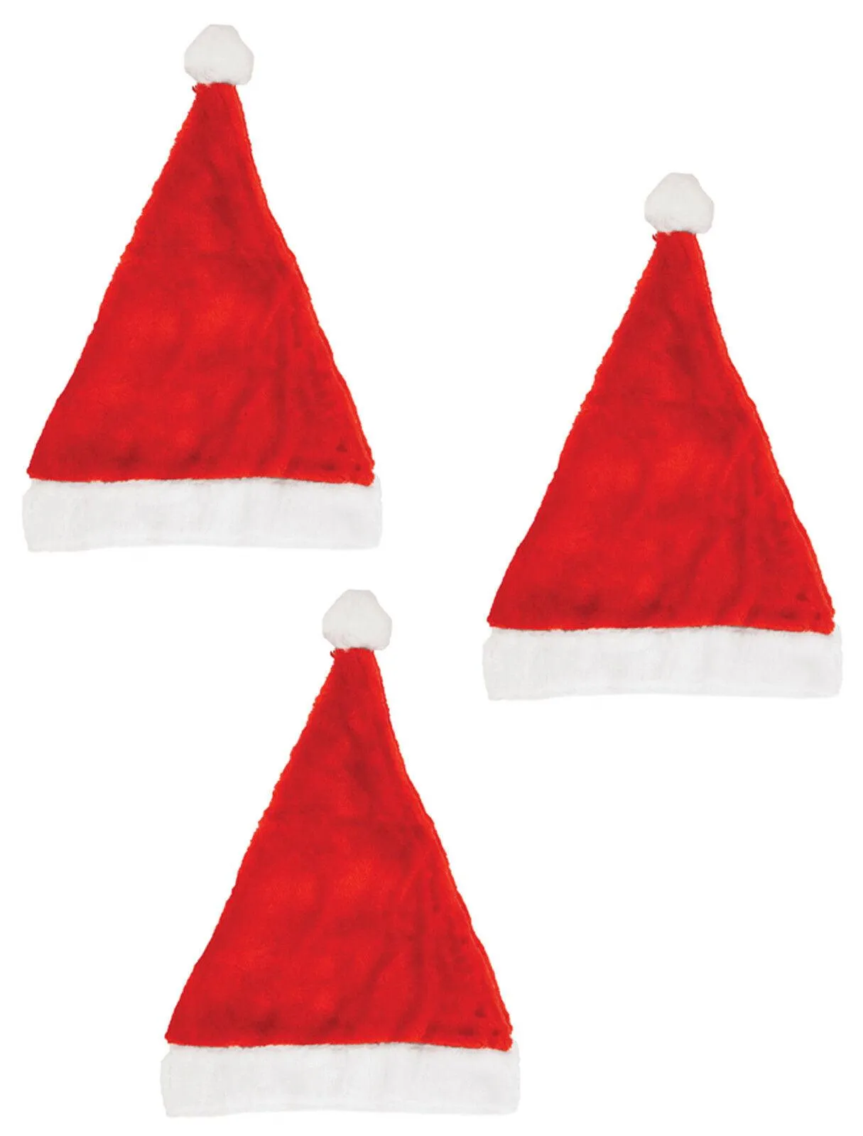 Value Set Of 3x Christmas Santa Clause Hat Red White Father Xmas Fancy Dress Cap