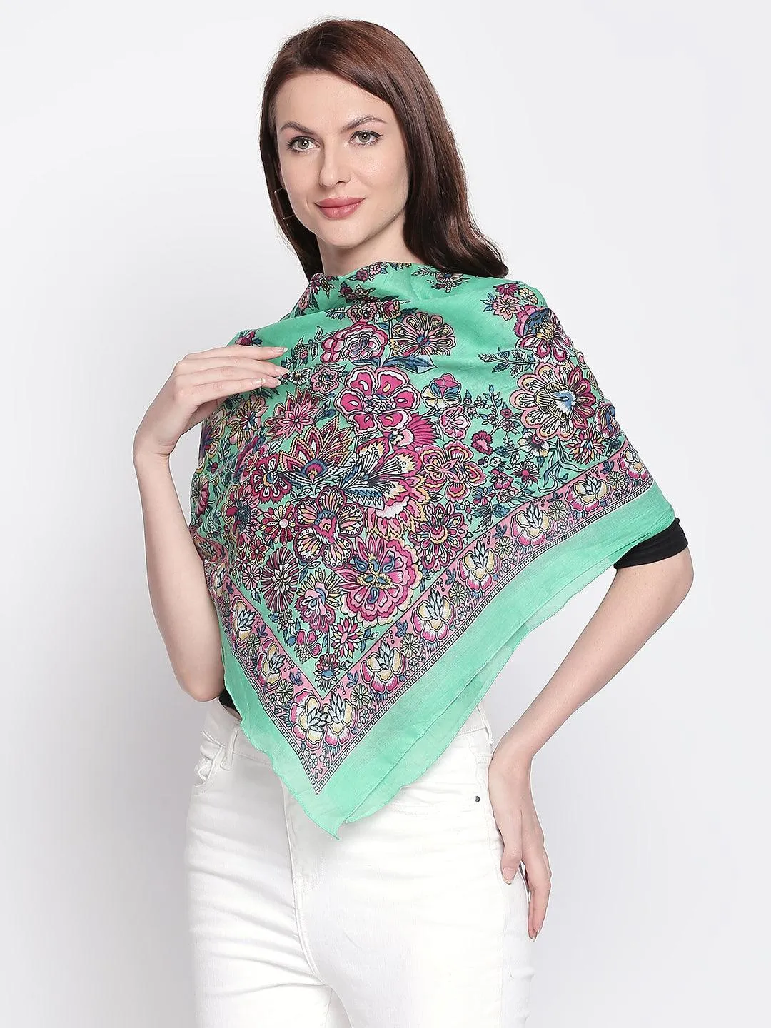 Women Green Printed Scarves